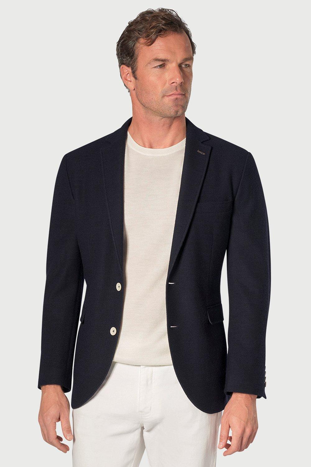 Larkins Navy Knitted Unstructured Jacket Brook Taverner